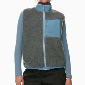 TNA Two-Tone Gray and Light Blue Sherpa Vest